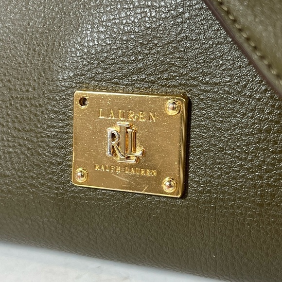 Lux Ralph Lauren Hunter Green Medium Large Purse Tote Leather Bag - Picture 4 of 10